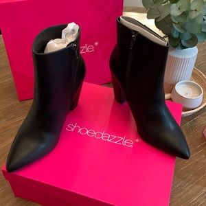 Shoe Dazzle Shoes, NWT, Booties, Black PU, Size 10, Rosamund, New in Box, Heels